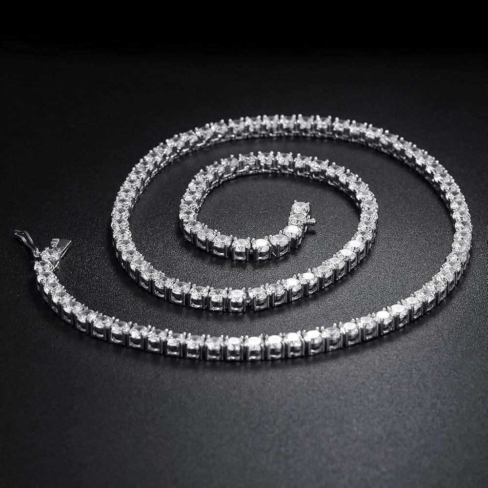 Elegant Silver Tennis Chain Necklace